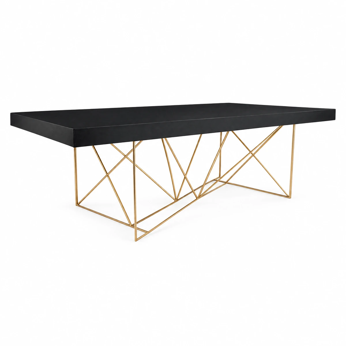 Mesa Rectangular Negra Base Dorada