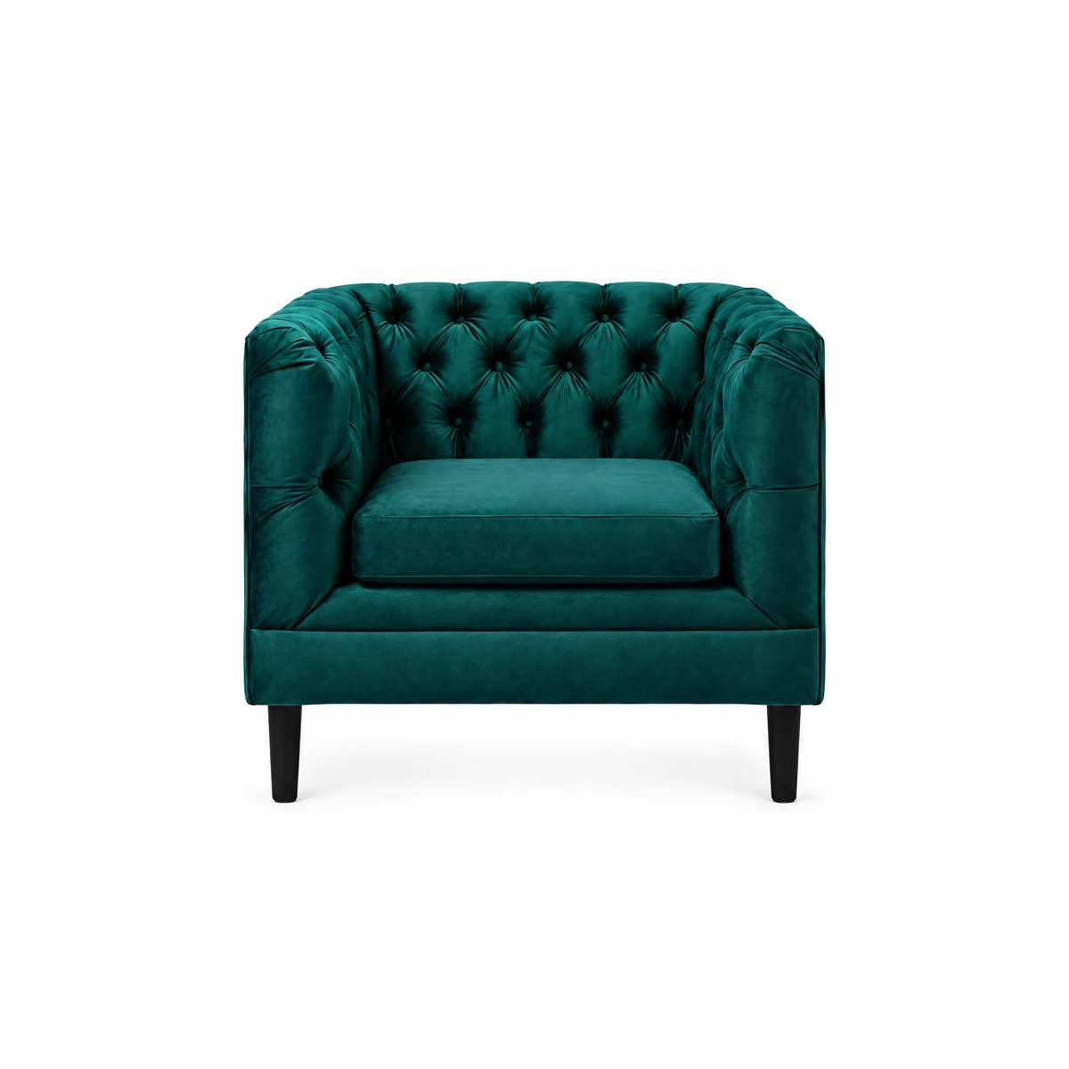 Sillón Individual Cuadrado Abotonado Cerceta